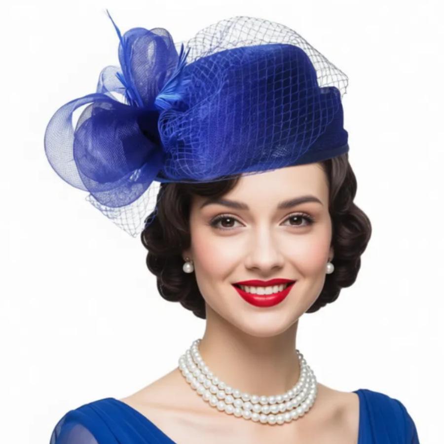 Fascinator Rétro en Fil de Filet à Plumes pour Tea Party & Courses Hippiques Kentucky Derby