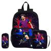 M-Messi 3Pcs Set with Front Pocket Backpack Football Sports Shoulder Bags Football Star Pencil Bag Student School Bags Rucksack