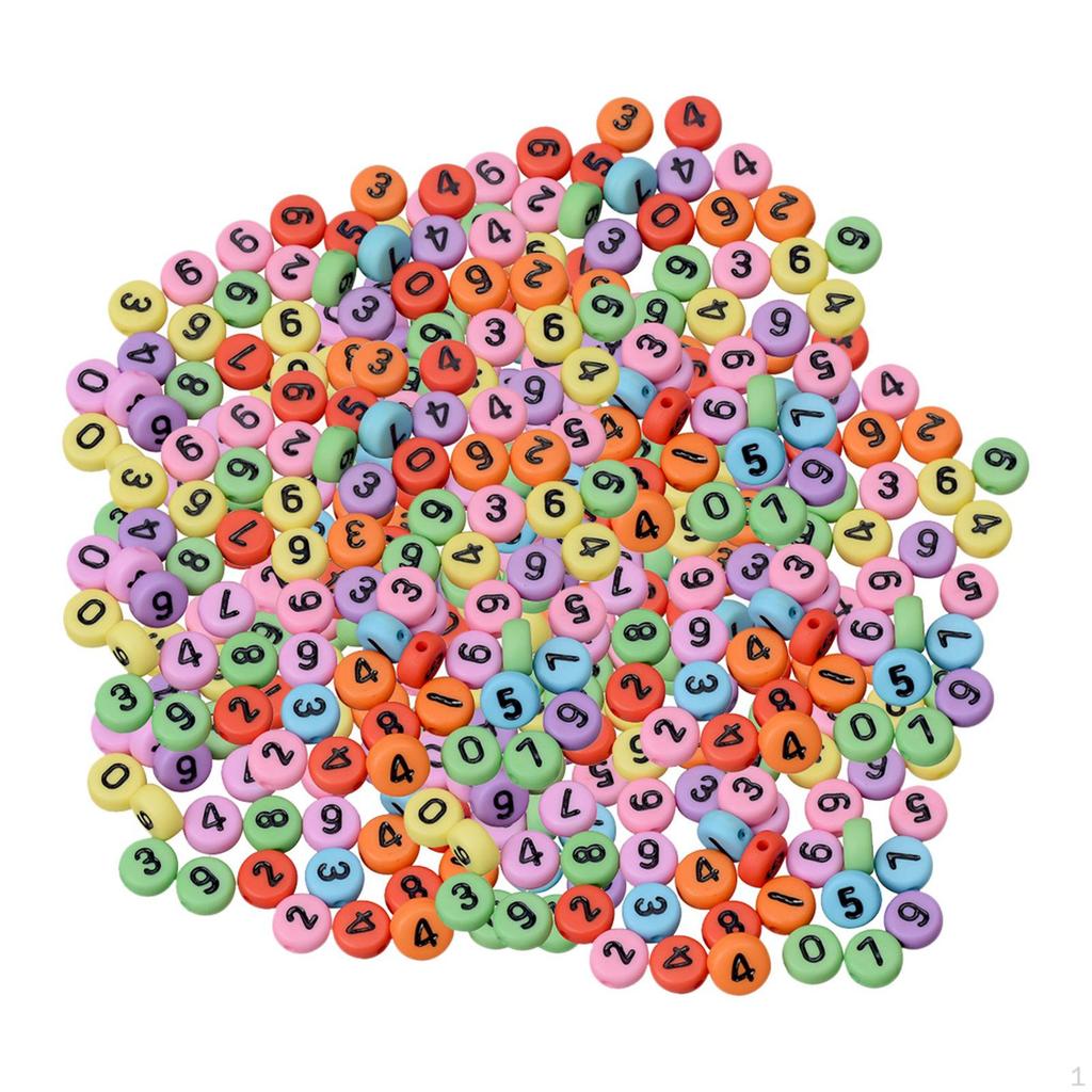 200 Pieces Acrylic Jewelry Beads 1.5 Mm Hole Loose Beads, Alphabetic Number Bead, for Key Chains