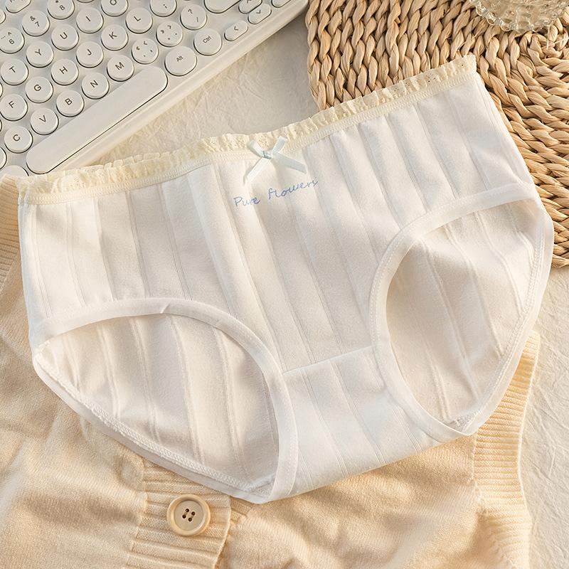 Female Spring and Autumn Sweet Bow Lovely Pure Cotton 10A Antibacterial Crotch Triangle Panties