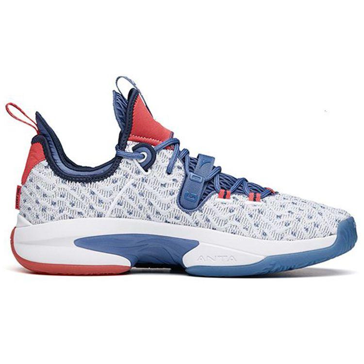 Anta GH2 Go Hard Cushioning Non-Slip Durable Low-Top Basketball Shoes Men Basketball Shoes White Blue Red 112131103-1