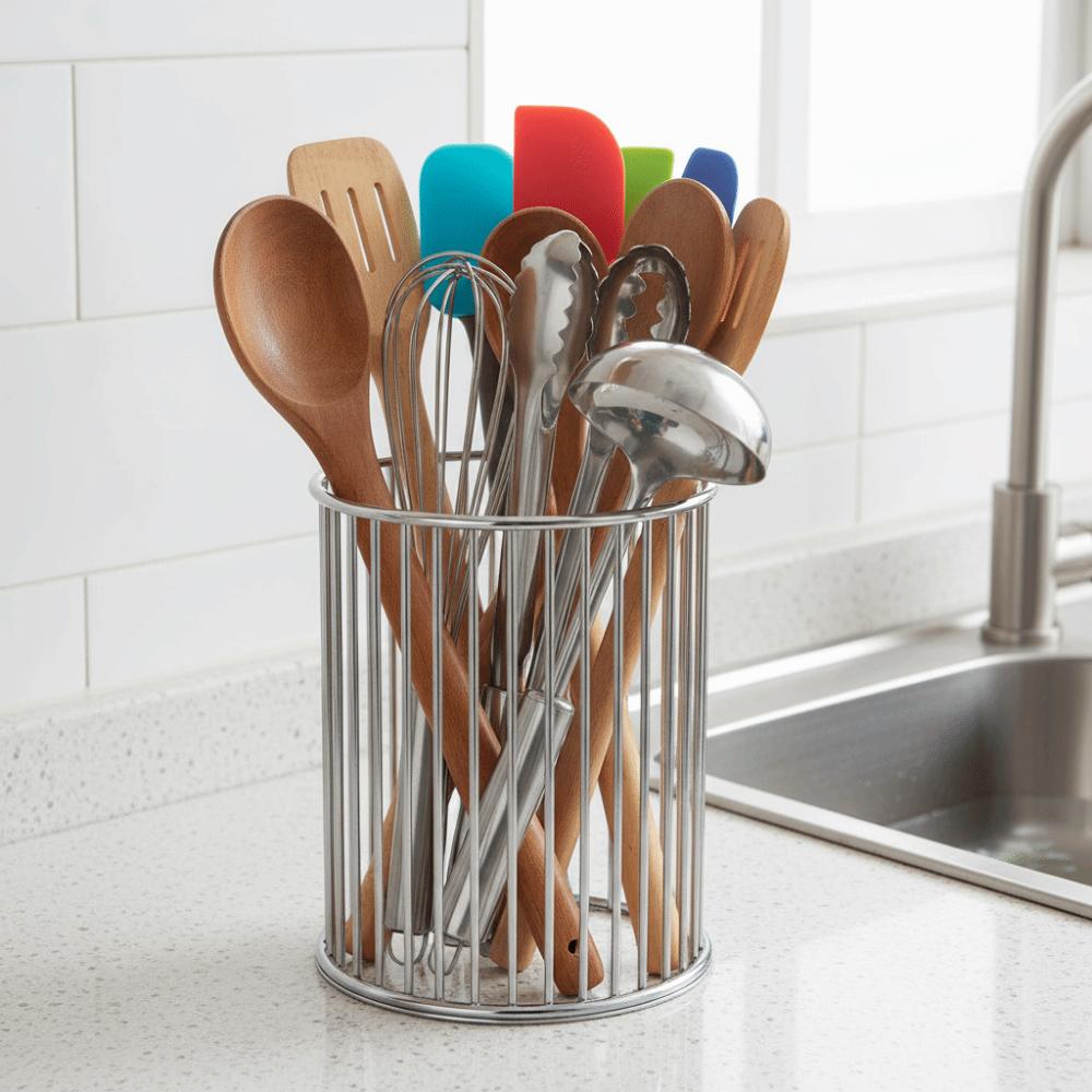 Gold Color Pen Holder Metal Material Pencil Organizer Storage Bucket Desktop Organizer  Office Use