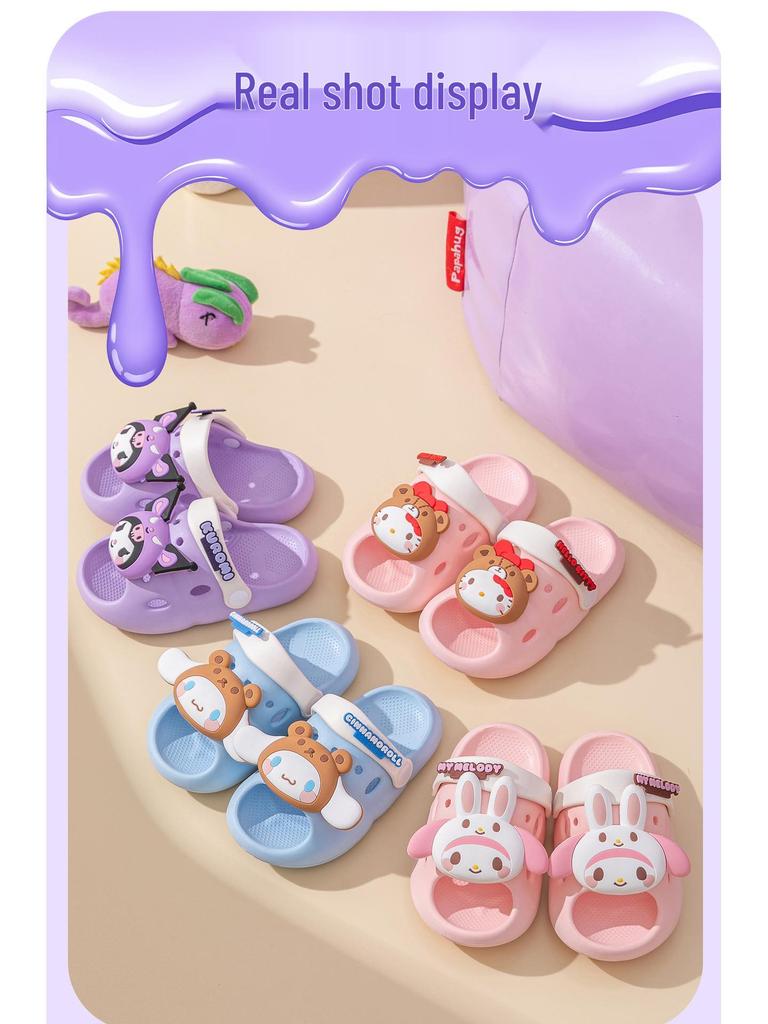 Sanrio Girls' Non-Slip Cartoon Summer Slippers - Lightweight & Soft Sole for Children