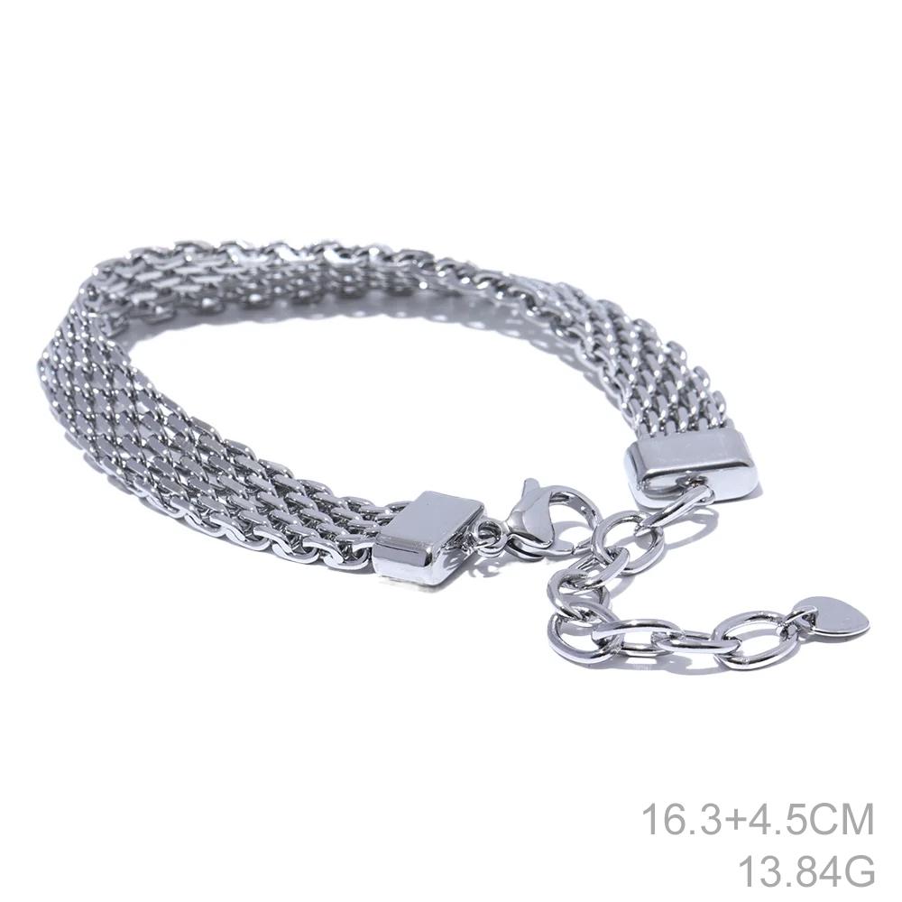 

Yhpup Waterproof Stainless Steel Metal Cuban Chain Wide Neck Necklace Gold Silver Color Trendy Texture Statement Jewelry Gift