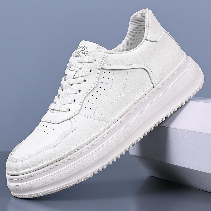 Spring Summer New White Board Shoes for Men Lace Designer Leather Sneakers Male Fashion Casual Platform Zapatos De Hombre