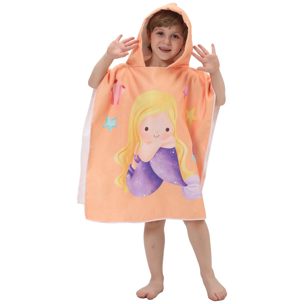 Prinzessin Dinosaurier Kinder Kapuzenbadetuch Mikrofaser Jungen Mädchen Strandtücher Meer Surfen Schnelltrocknend Surfponcho Bademantel Kind Anime