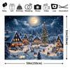 Christmas joyous party spotlight backdrop featuring cartoon village and pine tree design suitable for holiday partiesZL