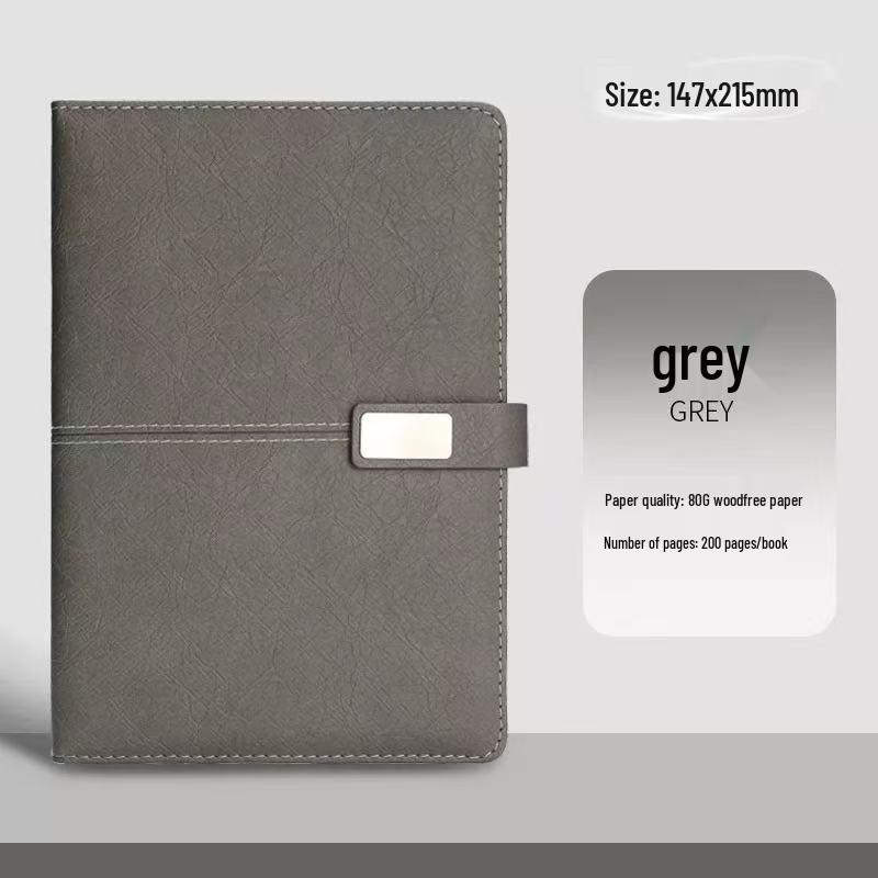 A5 Business Meeting Notebook with Textured Cover серый