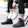 Rain Shoes Men's Short Low-top Rain Boots Non-slip Car Wash Water Shoes Fleece Rubber Shoes Waterproof Four-season Fashion Water Boots