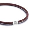 4/6/7MM Mens Brown Braided Leather Cord Stainless Steel Necklace Magnetic Clasp