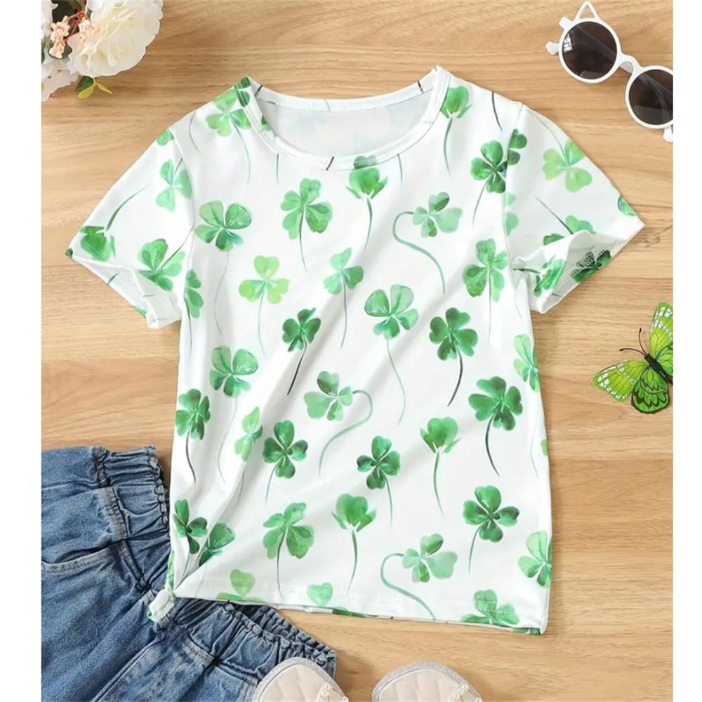 2025 Summer Kids Girl Clothes Heart Pattern Print Clothing for Girls Short Sleeve T Shirt Child Boys Fashion Outdoor O-Neck Tops