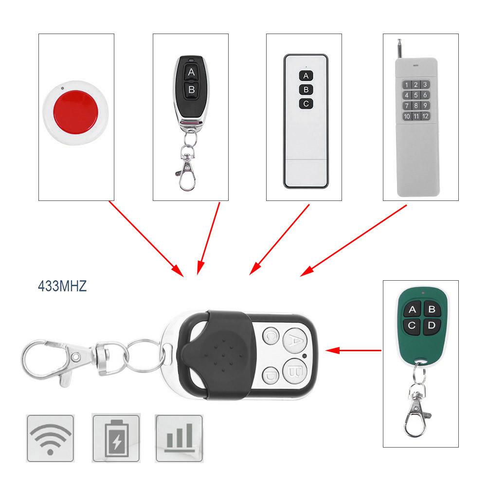 Universal 433MHz Remote Control Cloner 4 Button Garage Door Gate Opener 5pcs Set