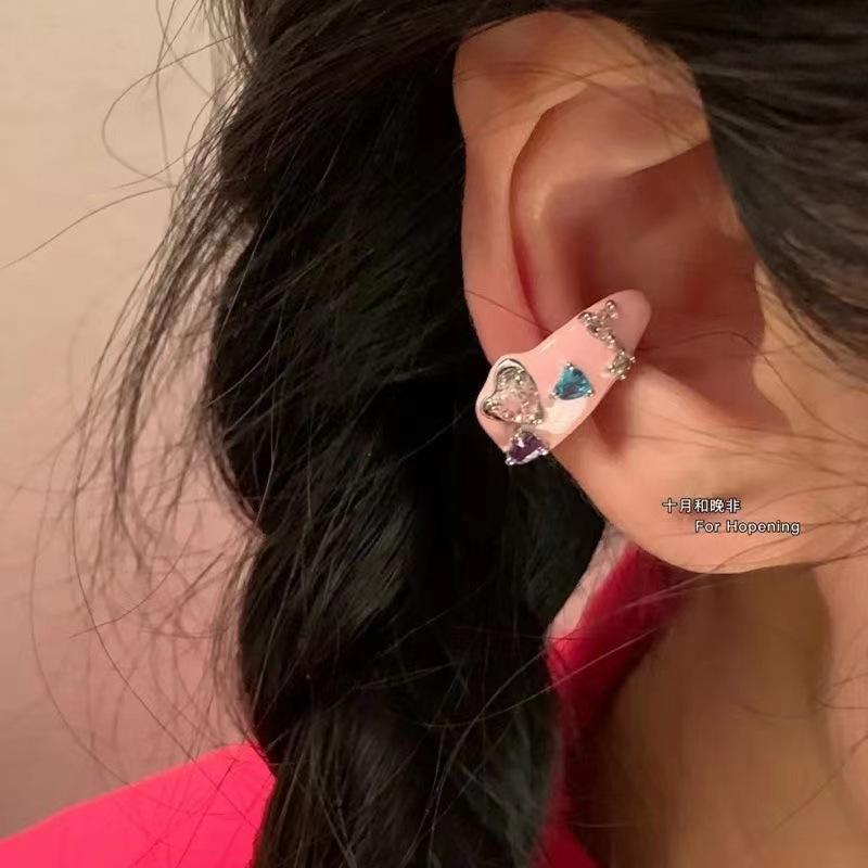 Sweet Colorful Zircon Ear Cuff Ear Clip for Women No Pierced Candy Color Geometric Earcuff Ear Wrap Earcuff Clip Wedding Jewelry