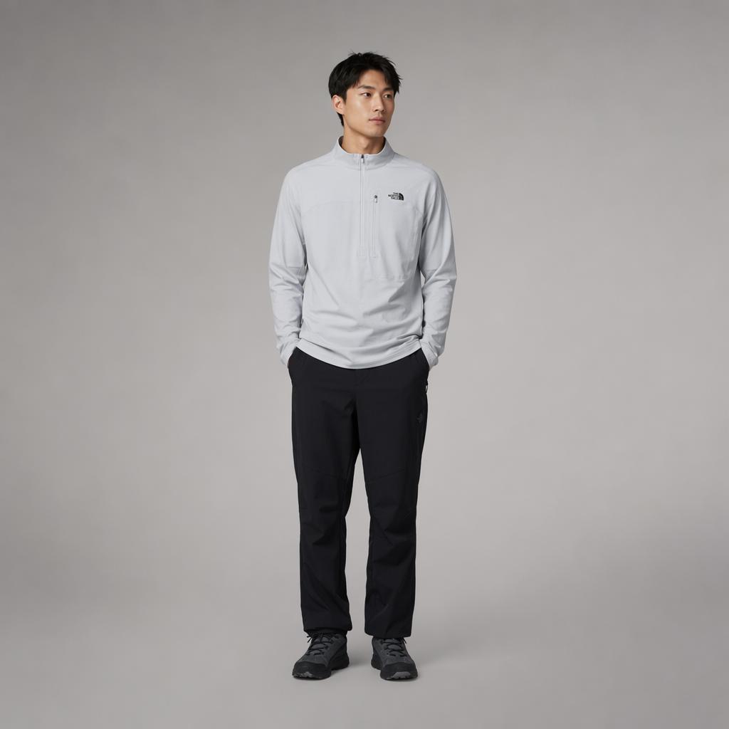 The North Face Eiger Logo Zip Long Sleeve T-Shirt Unisex Tops NT7LS00B