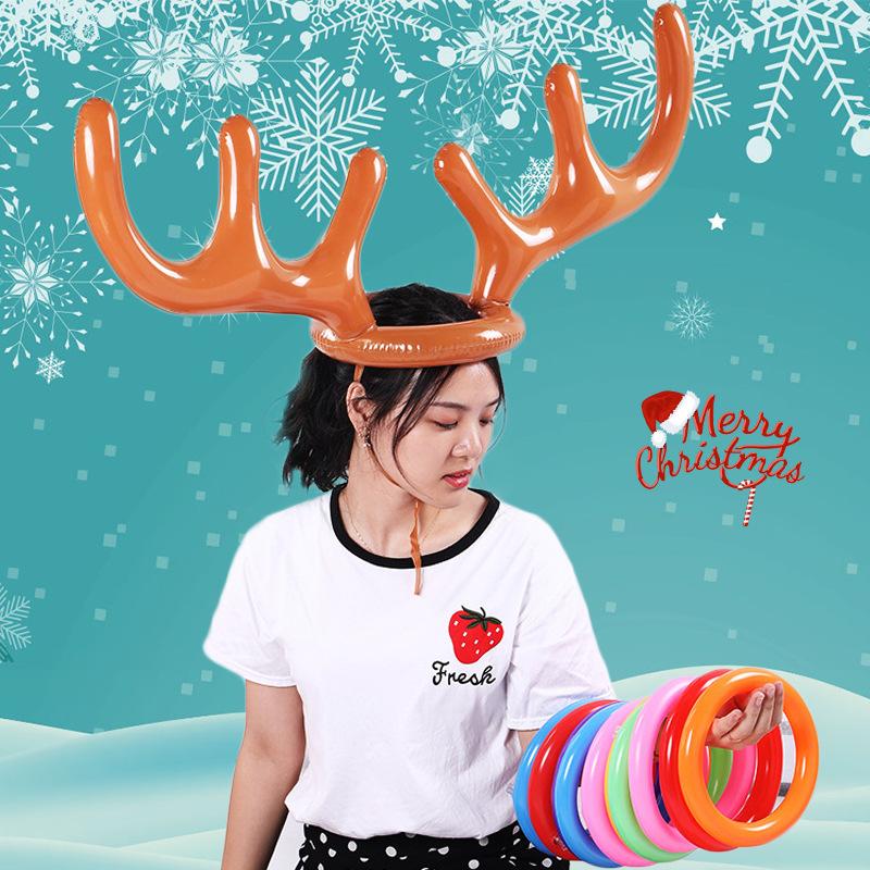 Inflatable Toys Stock Elk Horn Throwing Hoop Inflatable Headgear Party Atmosphere Christmas Hat Children's Toys Ferrule Throw
