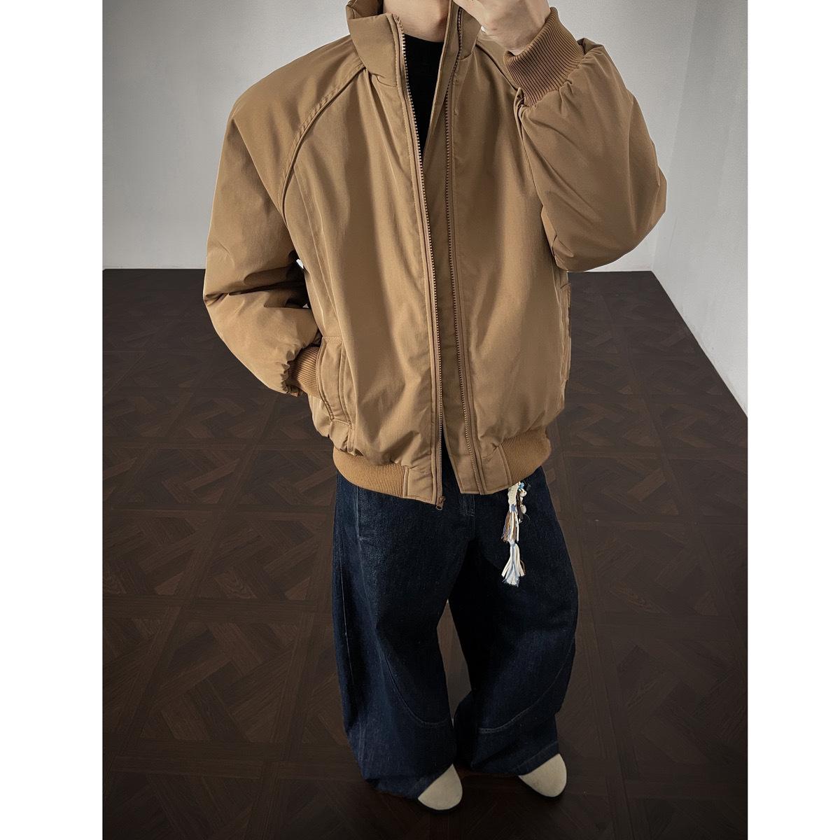 American Style Windproof Stand-Up Collar Cotton Jacket for Couples - Versatile Winter Wear XXL коричневый