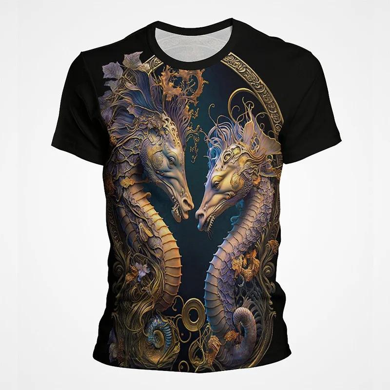 Funny Animal Graffiti Art Graphics 3D Printed Short Sleeved Top Hip-hop Round Neck Short Sleeved Men's T-shirts