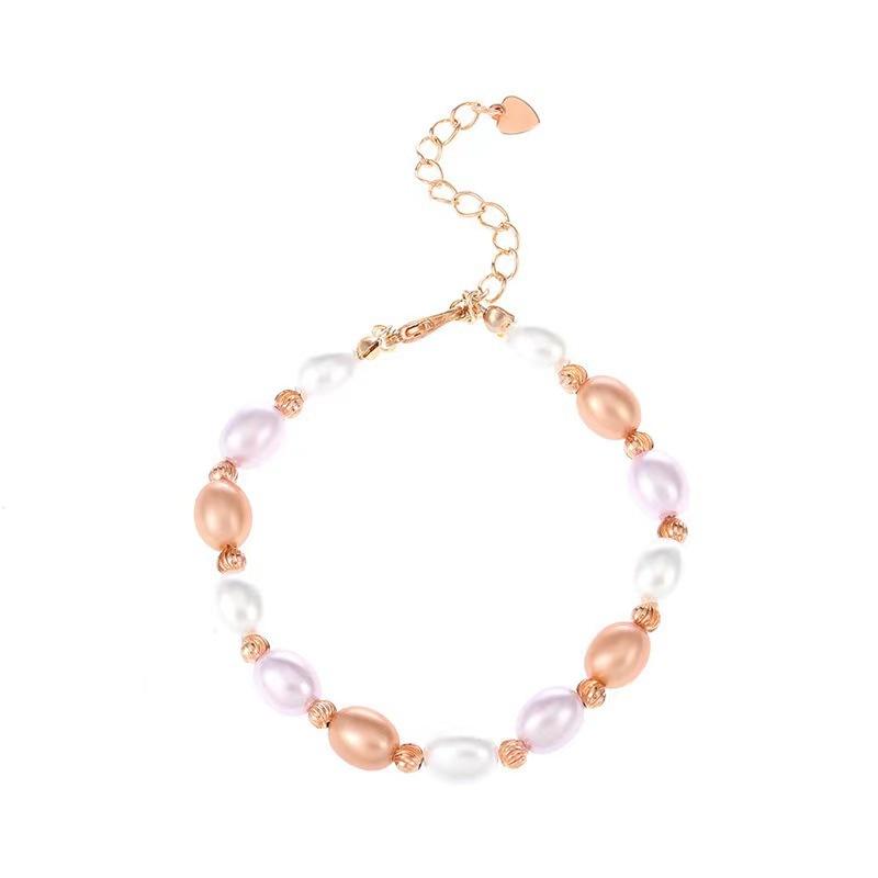 French Romantic Colored Pearl Bracelet Femininity Light Luxury Versatile Niche Simple Handmade Beaded Bracelet For Girlfriends