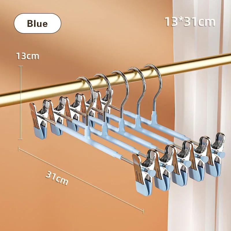 5PCS Pant Hangers Heavy Duty with Adjustable Clip Pants Skirt Hangers Non Slip Shorts Hangers Saving Space Stainless Steels