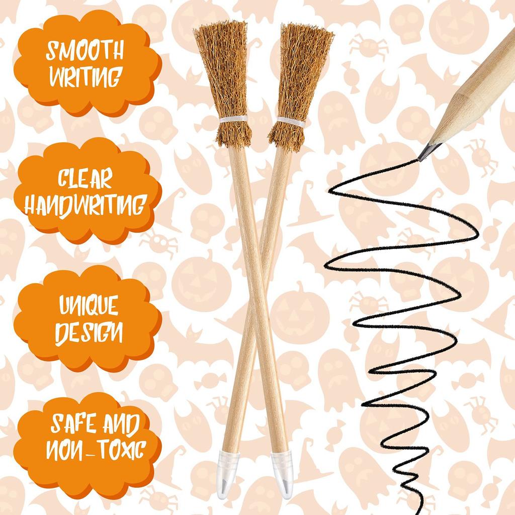 20Pcs Witch Pencils Kids Halloween Birthday Party Favors Gift Props Goodie Bag Filler Wooden Writing Pencil School Prize