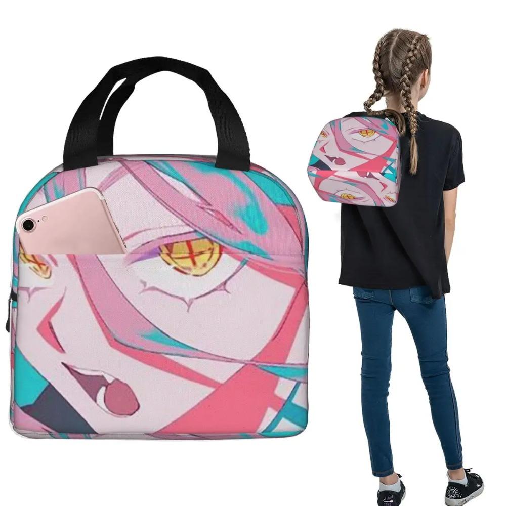 Power Anime Chainsaw Man Insulated Lunch Bag for Women Children Leakproof Food Boxes Thermal Lunch Box Tote