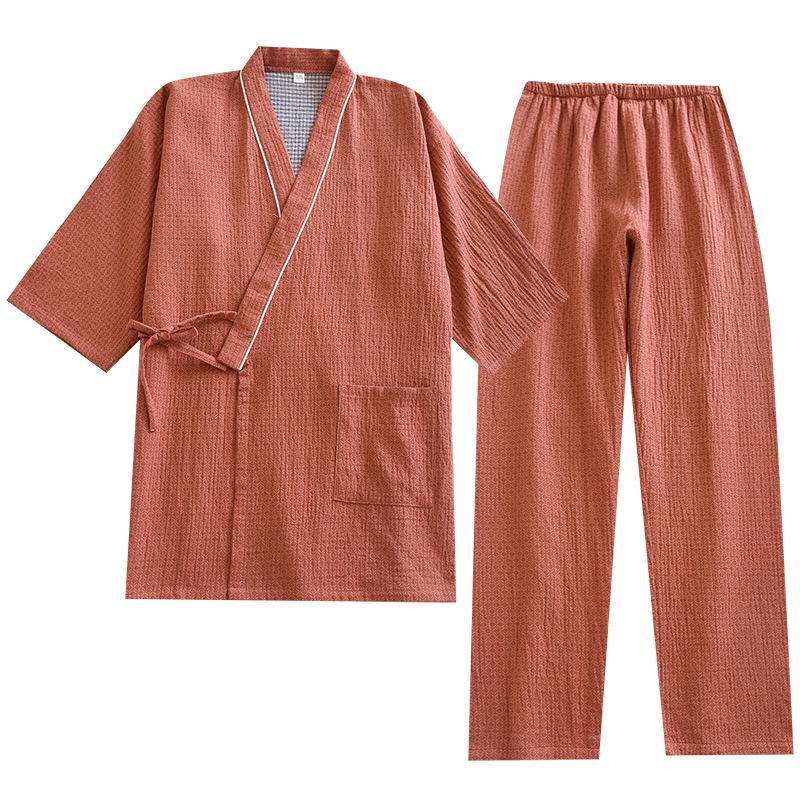 Unisex Japanese Kimono Cotton Gauze Yukata: Spring/Summer Lightweight Couple Home Wear Set