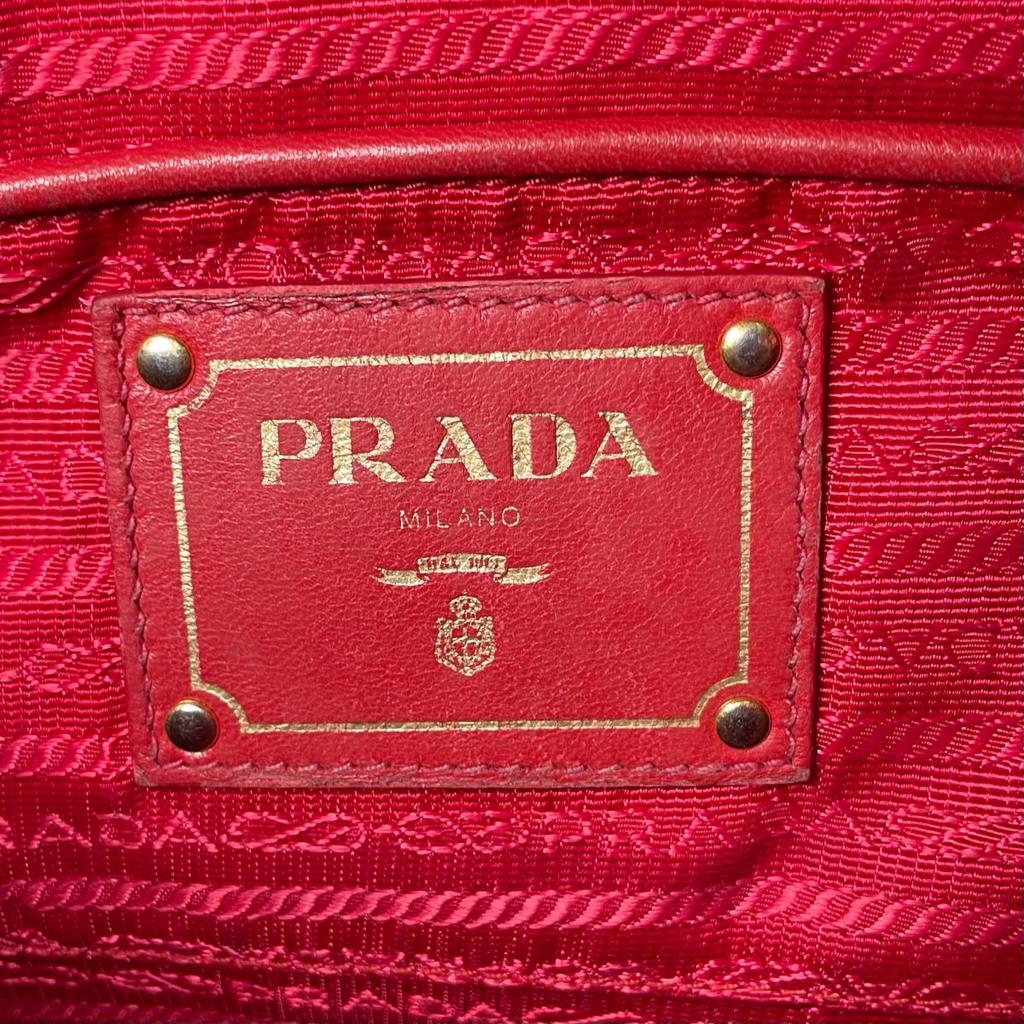 PRADA gathered Nappa Goful Tote Bag leather Red Women B2588L Used