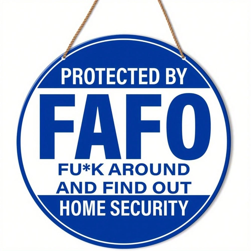 Funny Home Security Sign Wood Wall Art For Porch Office No Wiring Needed Classic Durable 20x20