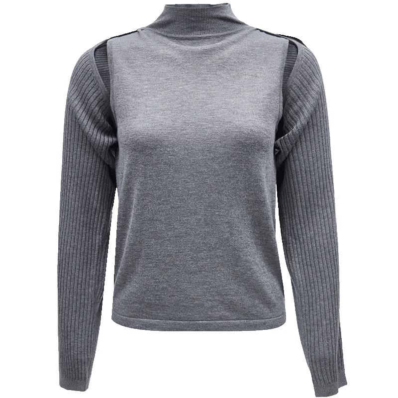 VEROMODA Spliced Fake Two-Piece Knit Top