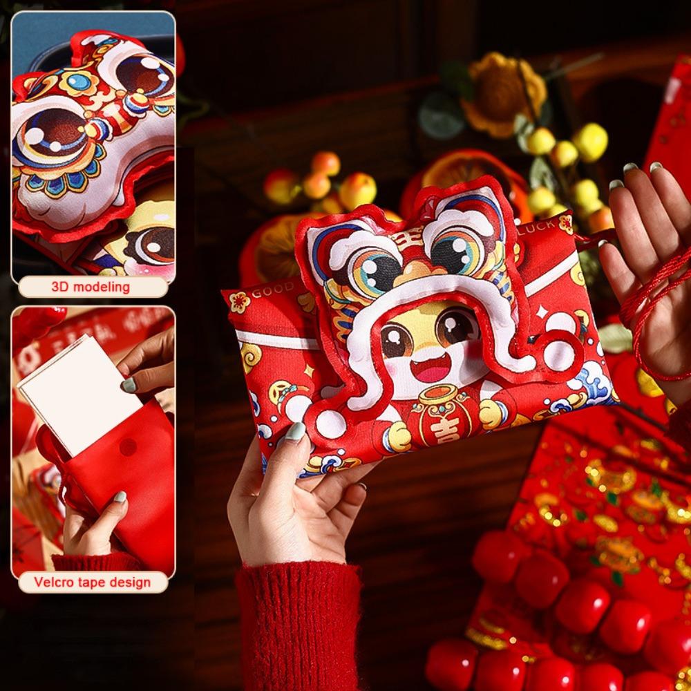 Cute Cloth Red Envelope Bag Creative 3D Dragon Shoulder Bag Cartoon Crossbody Capable Red Packet Child