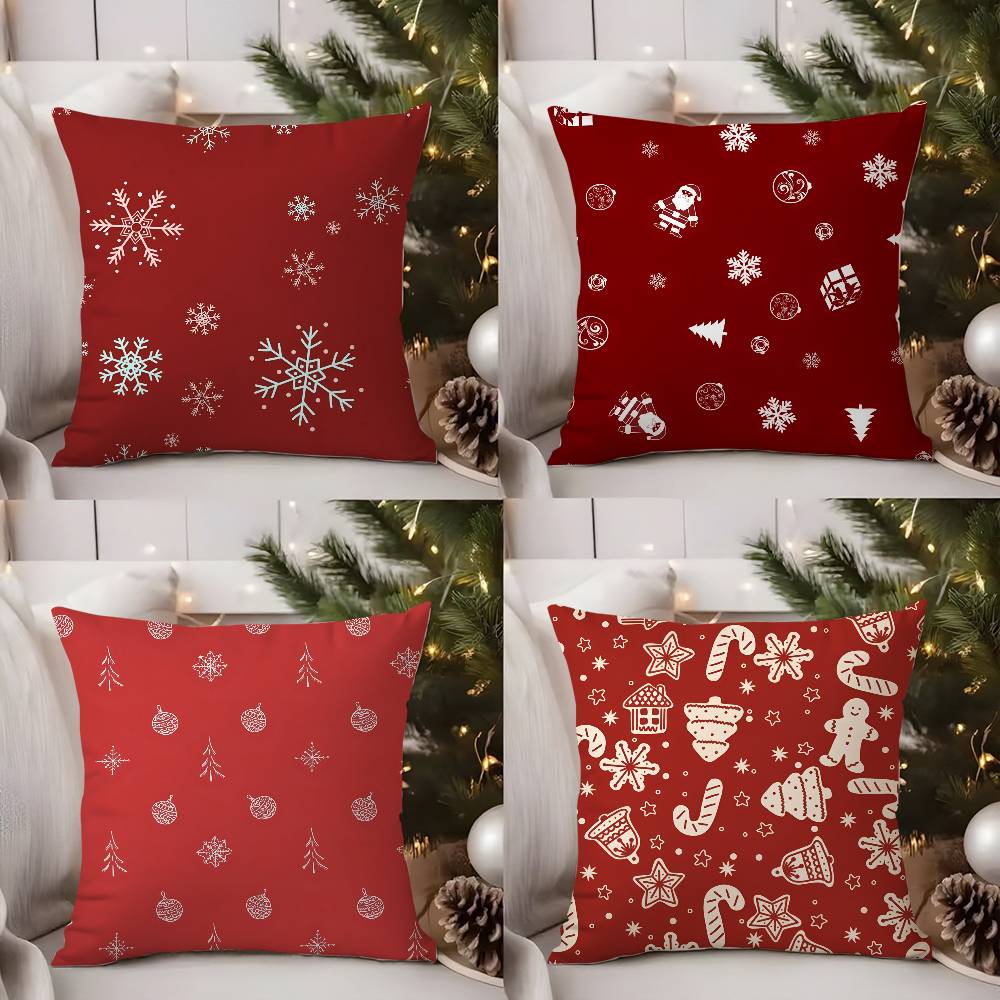 Weihnachtsrote Glockensocken Weihnachtsmann Kissenbezug Sofa Wohnzimmer Schlafzimmer Beidseitiger Druck Kissen Nickerchen Kissenbezug