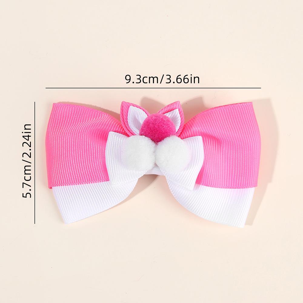 2Pcs New Cute Children's Candy Hairpin, Ribbed Hairpin, Rabbit Ear Hair Accessories Bow Headdress Clip Gift
