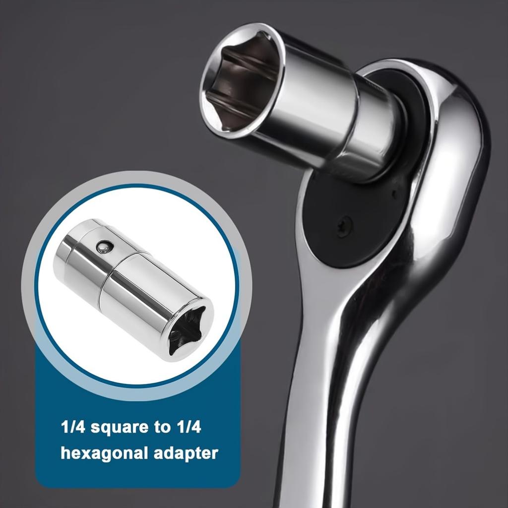 1/4" Square To 1/4" Hex Screwdriver Bit Adapter - Steel Construction
