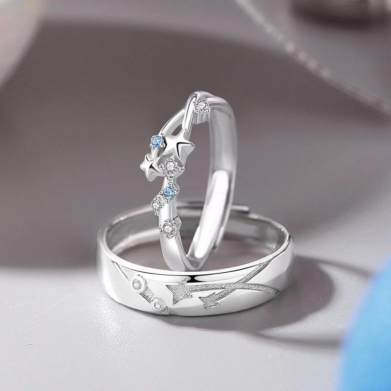 Stars Accompany Couple Ring Stylish and Simple Star Opening Adjustable Ring Meteor Shower Men's and Women's Ring Gifts