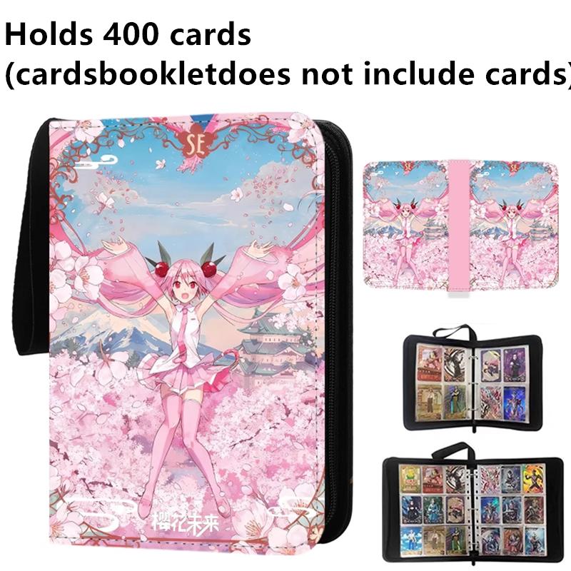 Hatsune Miku 400pcs/900pcs Card Album Book Folder 4/9 Card Slots Collections Zipper Double Pocket Zipper Card Binder Holder