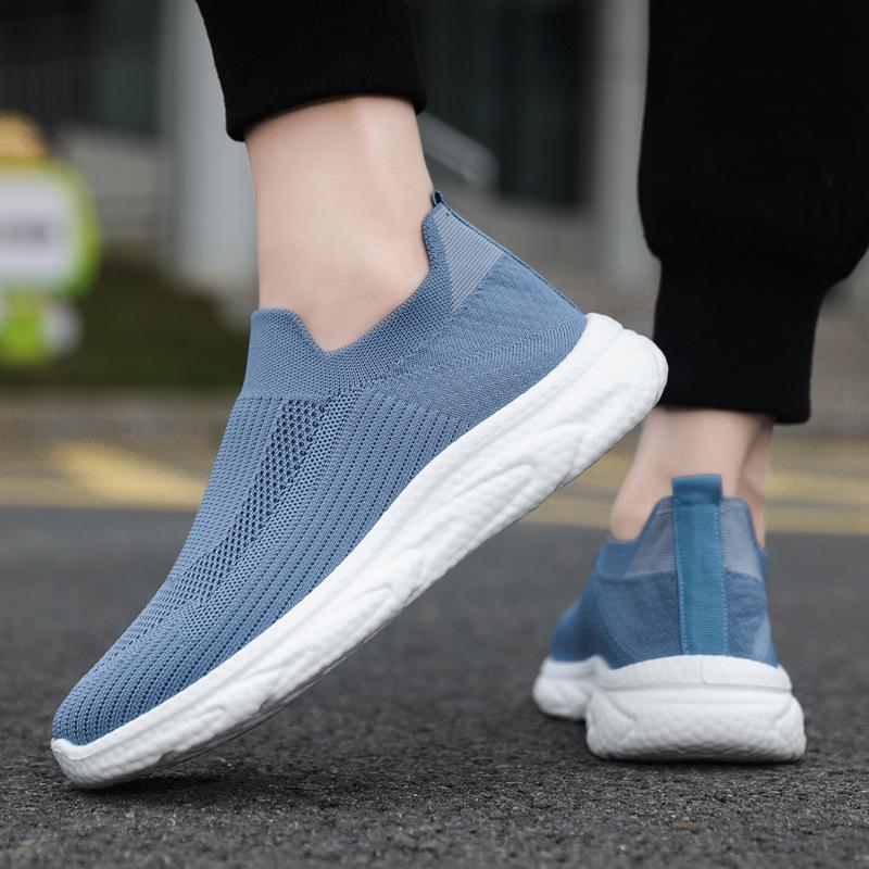 Men's Flyknit Mesh Slip-On Sports Shoes – Comfortable, Breathable, and Casual Walking Shoes