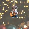 Charming Acrylic Flat 2D Guitar Cat Car Mirror Ornament - Home and Vehicle Decoration School Bag Pendant
