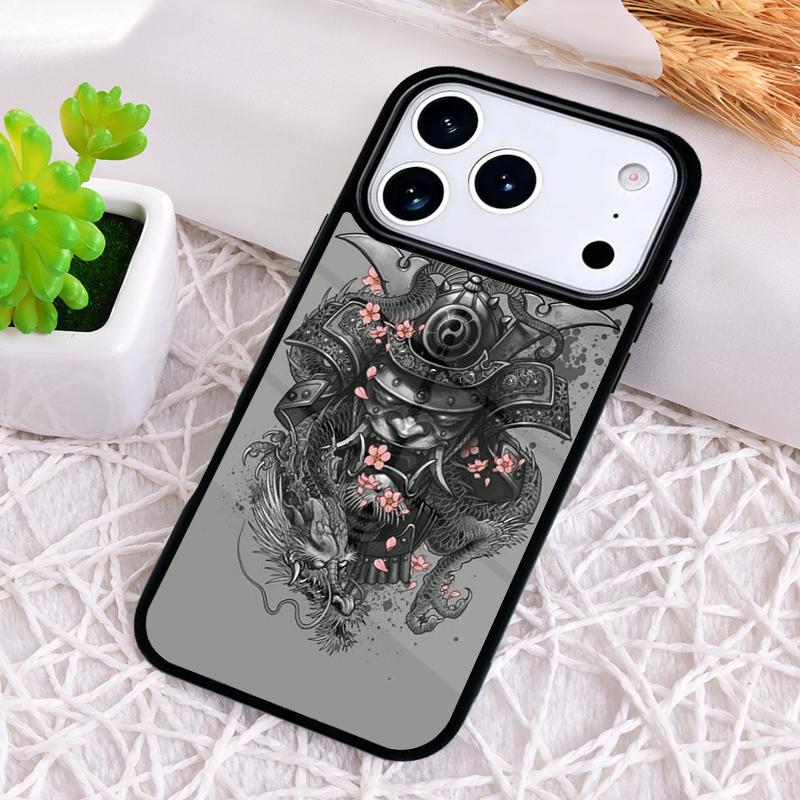 Samurai Japanese Warrior Mask Helmet Shockproof Phone Case for iPhone 17 Air 16e 15 11 12 14 13 Pro Max Cover Coque