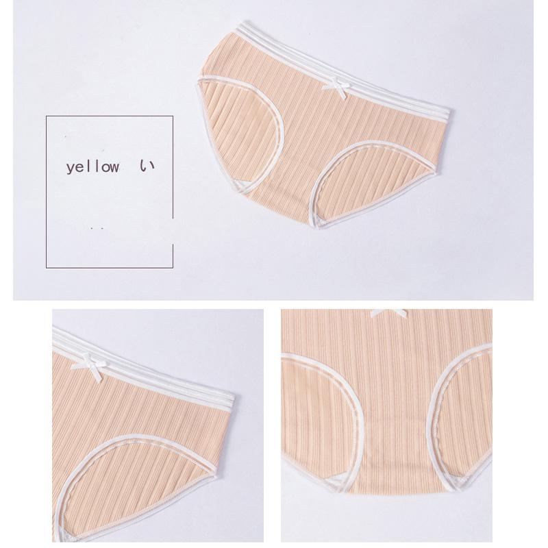 DULASI Cotton Bow Panties Women Underwear Striped Briefs Breathable for Girls Panty Lady Mid-Waist