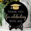 2D Flat Retro Aluminum Wall Stickers In Various Sizes, Graduation-themed Thank-you Decorations, Black and Gold Minimalist Style, Perfect for Home
