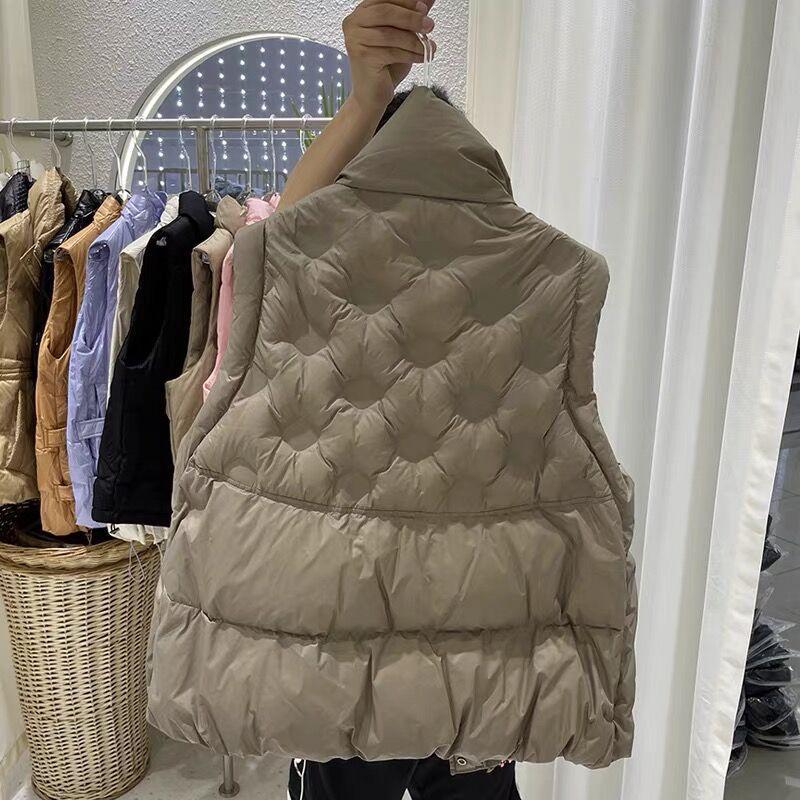 New Autumn and Winter Down Vest for Women's Outer Wear, Light, Loose, Versatile, Casual, Taped Stand-up Collar Vest, Vest