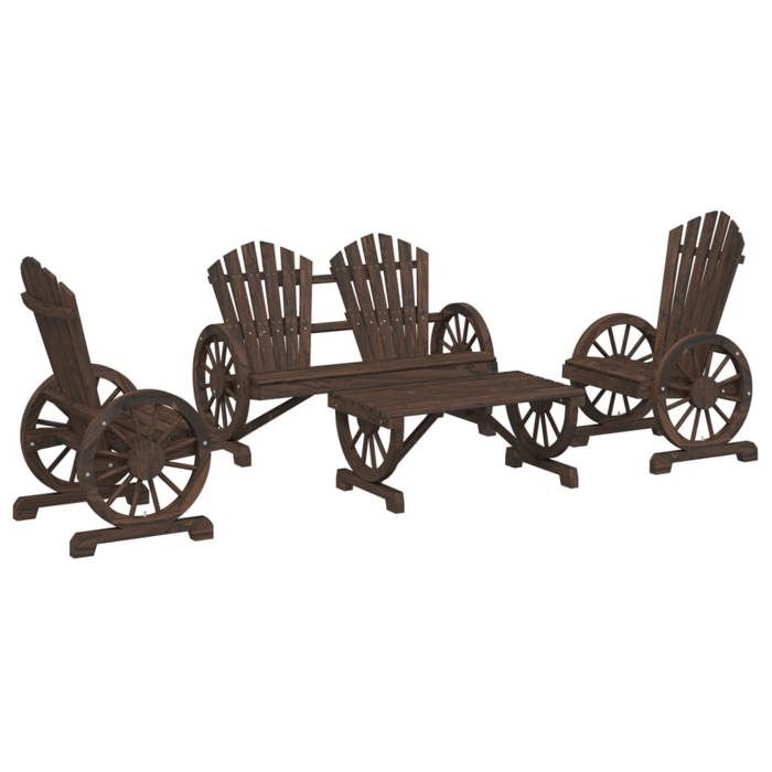 VidaXL Salon de Jardin 4 pcs, Sièges avec Dossier et Accoudoirs, Ensemble de Meubles, Mobilier de Terrasse Patio, Bois de 3207126