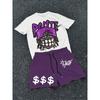 2026 New Spring American Hip-hop Style Men's Round-neck Top And Casual Shorts, Street Fashion Trend Men's Short-sleeved 2pcs Set