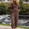 Women's Fall/Winter Elegant Casual Solid-Color Two-Piece Set: Half-Zip Sweatshirt + Sweatpants