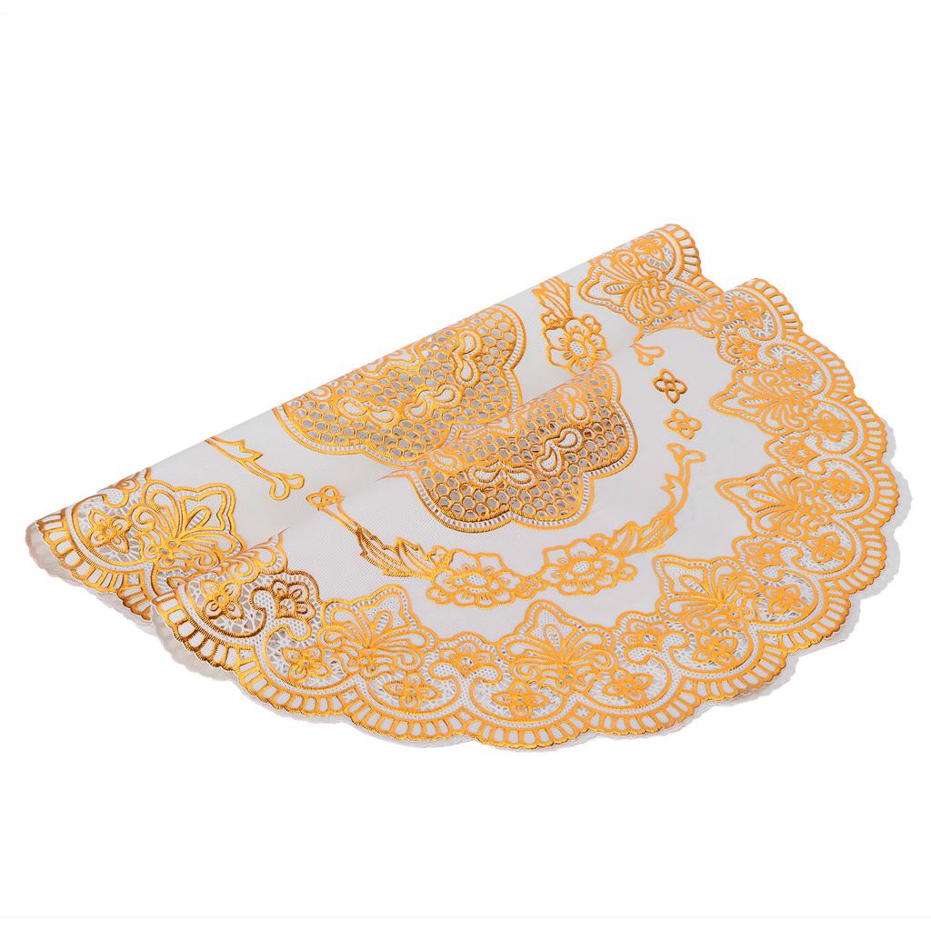 2PCS 38x38cm Table Mats PVC Gold Placemats Cup Mat Coaster for Wedding Party Supplies