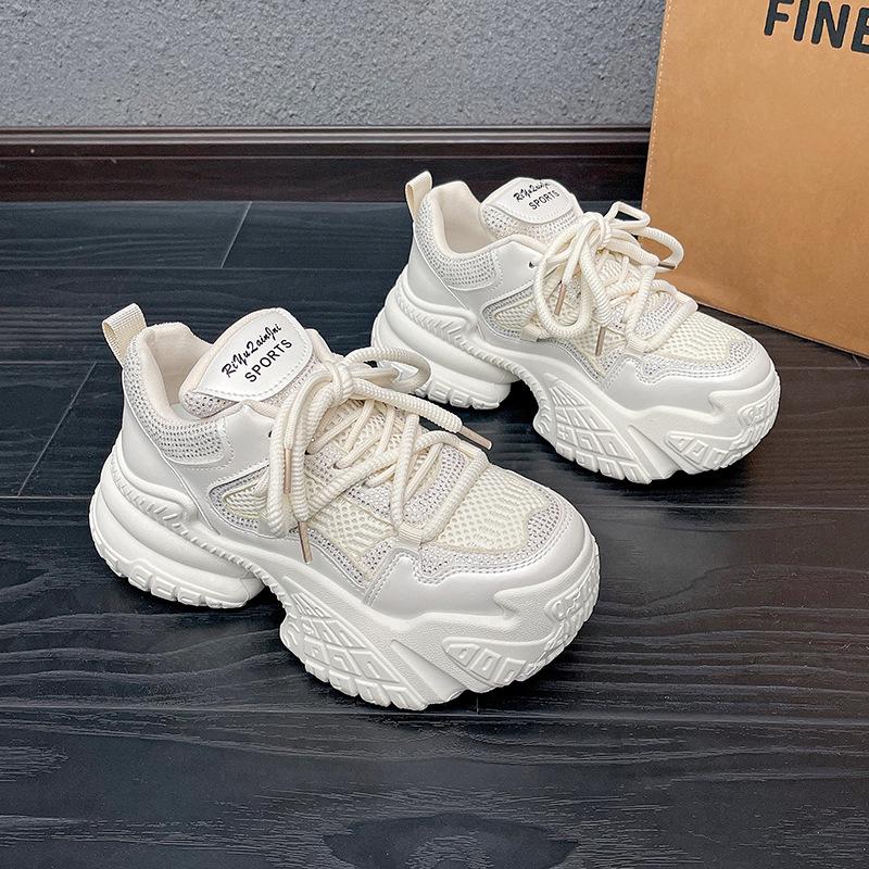 Small Thick-soled Dad Shoes for Women Increase Ins Tide 2025 Spring New Versatile Rhinestone Casual Sports Shoes