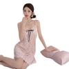 Ice Silk Sleep Dress For Women With Vneck Sleeveless Cute Heart Pattern Summer Nightwear