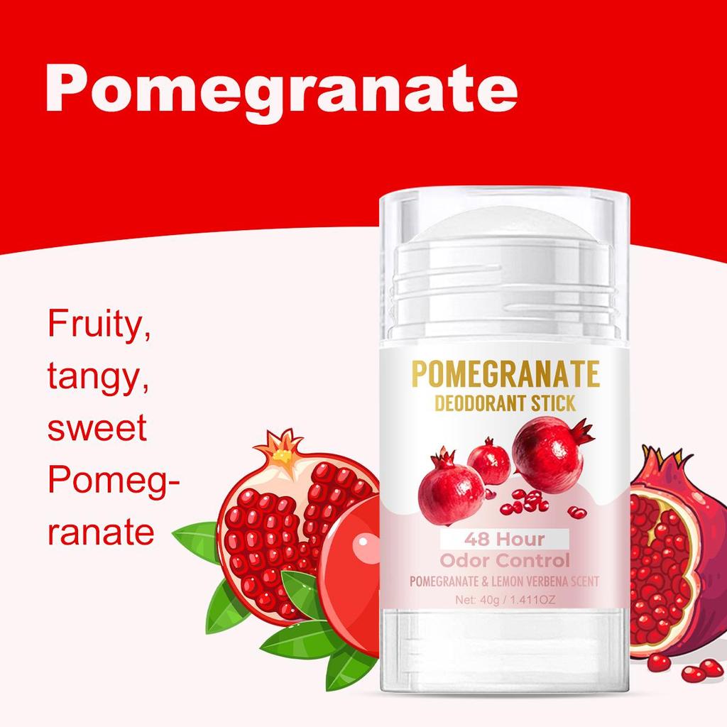 Stick deodorant cu rodie - Deodorizare de lungă durată, protejează bariera pielii - Potrivit pentru toate părțile corpului feminin, 40g