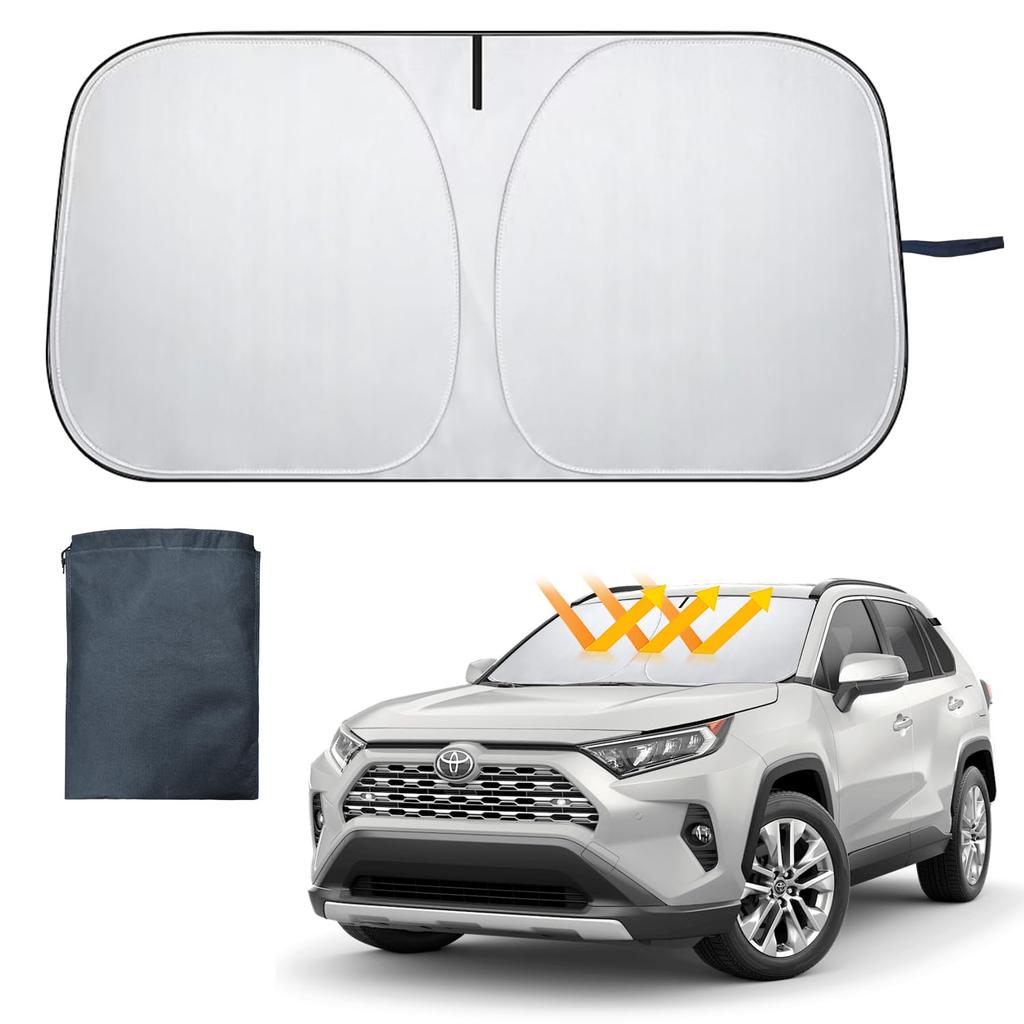 Homos 2024 Improved Convenient Storage Sun Shade for Car Front, Windshield Sunshade for Toyota,