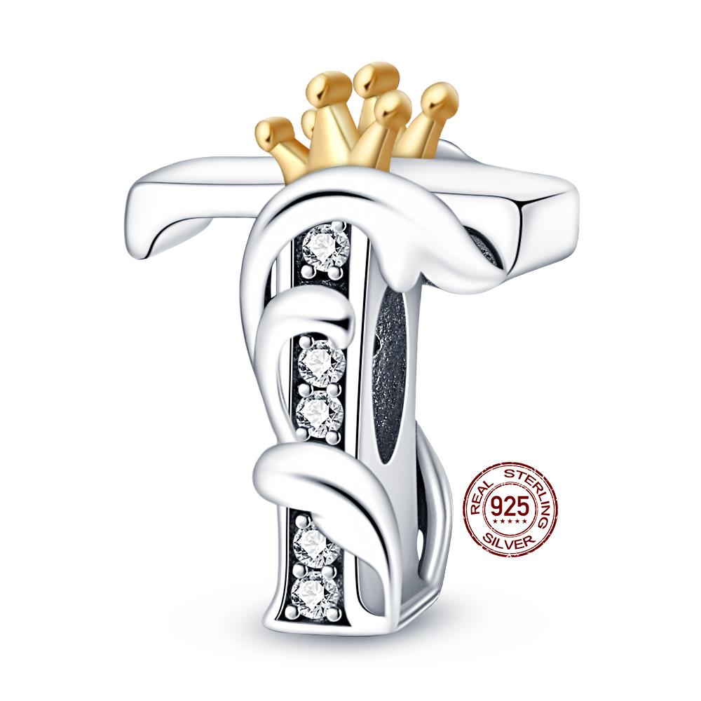 

Charm Bead Charms Plata CZ stering copper Compatible With Pandora Authentic Bracelets 26 Letter English Alphabet Bead Charms Pendant Firely Do It Your